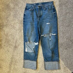 Size 4 women’s high-rise 90s loose distressed blue jean a.n.a